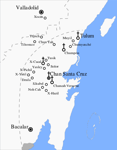 Ocupación de los mayas rebelde hacia 1870.