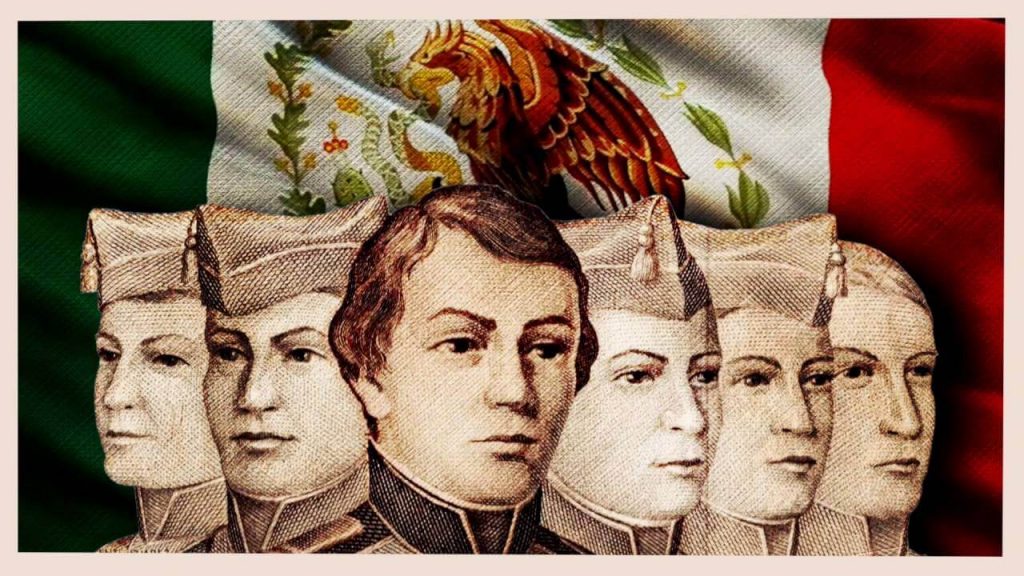 Imagen conmemorativa de los "Niños héroes" que formaron parte de la Batalla en el Castillo de Chapultepec.