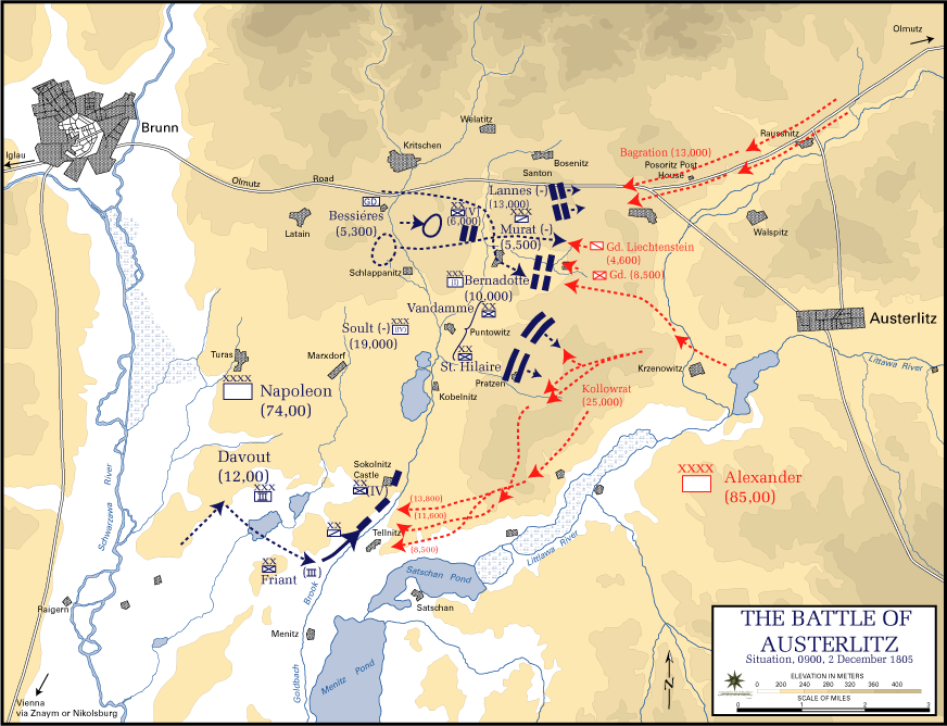 Desarrollo de la Batalla de Austerlitz (1805).