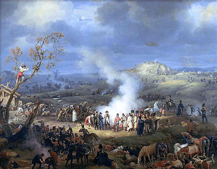 Napoleón con sus tropas en vísperas de la Batalla de Austerlitz.