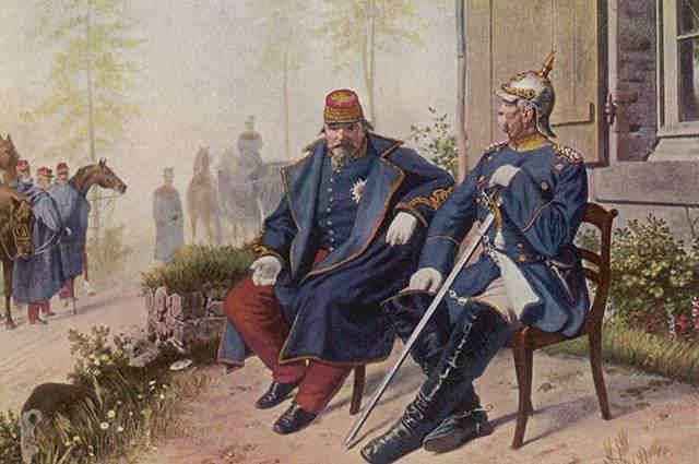 Otto von Bismarck y Napoleón III tras la batalla de Sedán.