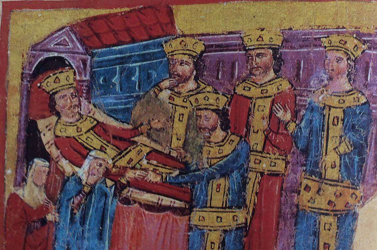Pérdicas recibe el anillo de Alejandro Magno en el lecho de muerte de éste