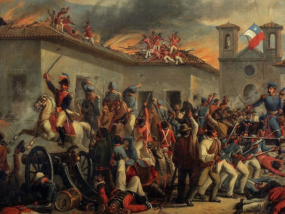 Detalle de Batalla de Rancagua, óleo del pintor italiano Giulio Nanetti, 1820.