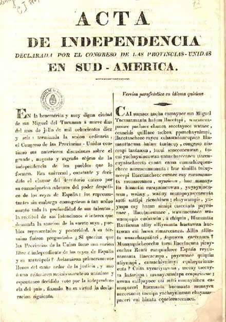 Acta de Independencia de las Provincias Unidas en Sud América