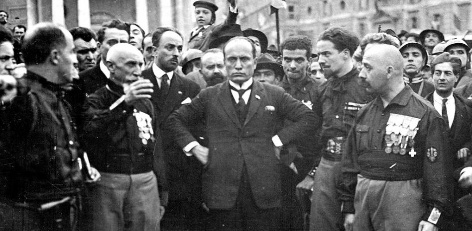 Mussolini durante la Marcha sobre Roma.