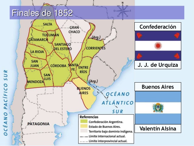Mapa de la Confederación Argentina hacia 1852