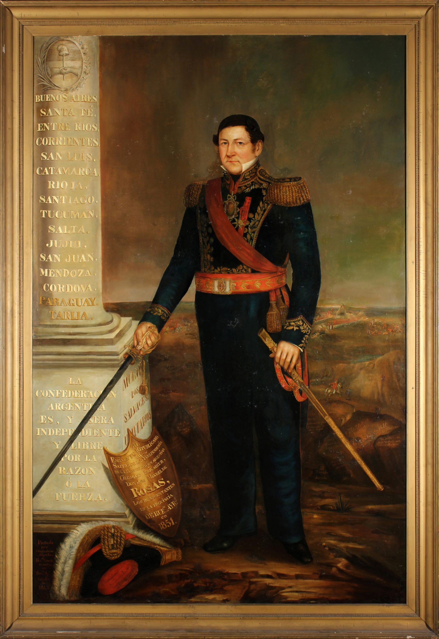 Retrato al Óleo sobre tela del cuerpo completo del General Juan Manuel de Rosas. Autor: Fernando García del Molino