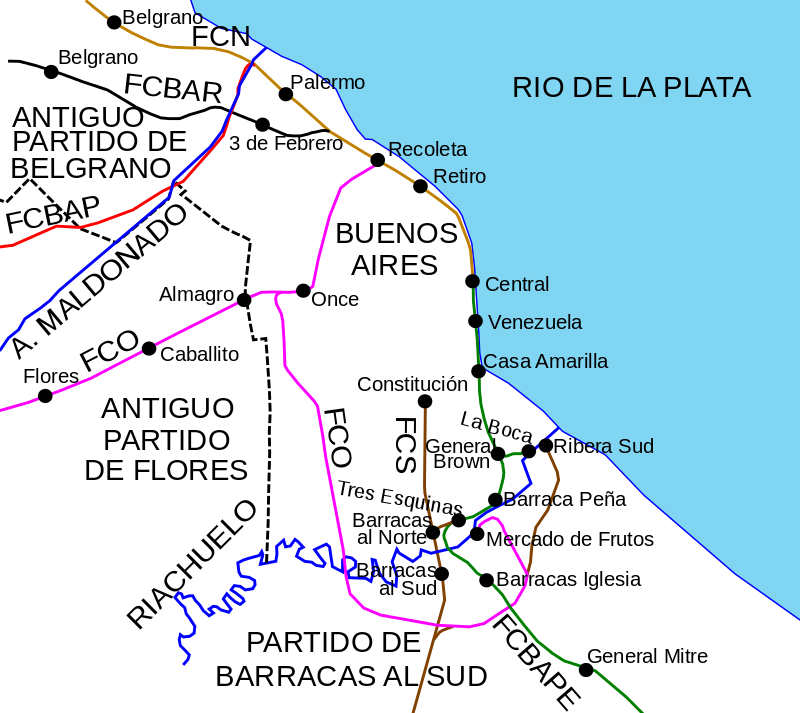 Red Ferroviaria de Buenos Aires para 1880.