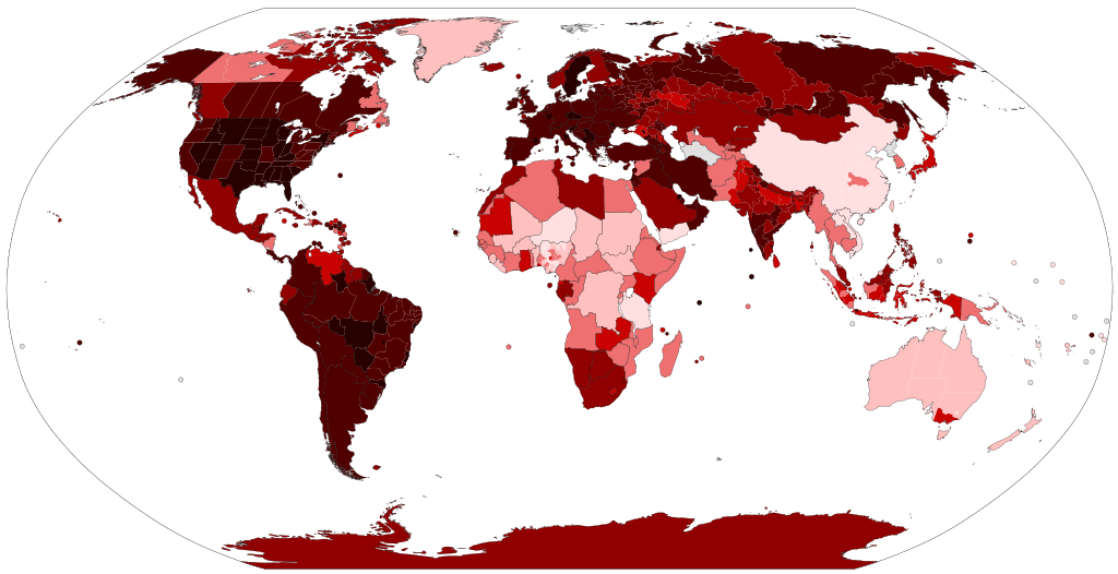 Mapa mundial de infectados por el COVID-19.