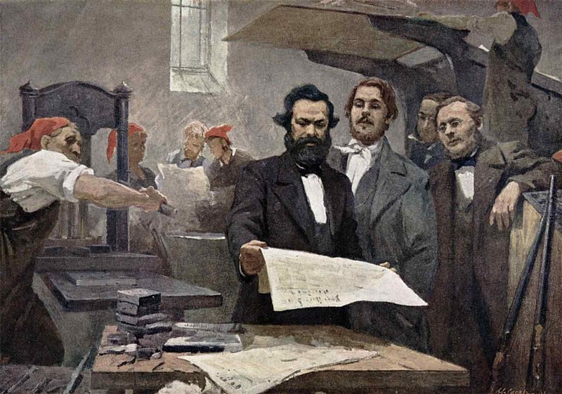 Cuadro Marx y Engels trabajando juntos