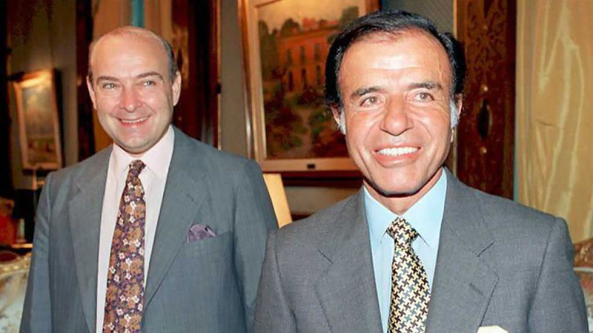 Fotografía del presidente de la nación, Carlos Menem, y su ministro de economía, Domingo Cavallo.