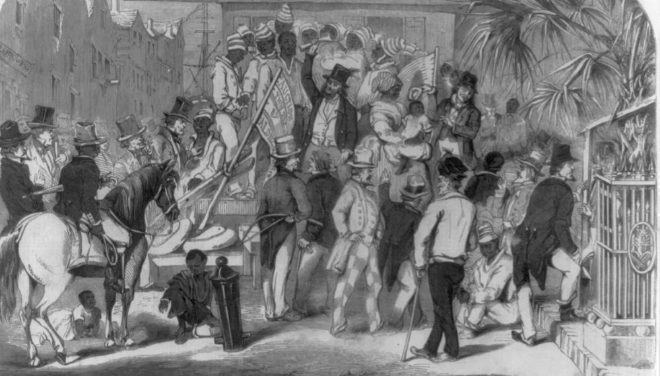 Venta de esclavos en Charleston, 1856.